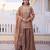 Women's peach silk blend embroidered kurta set with palazzo and dupatta