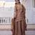 Women's peach silk blend embroidered kurta set with palazzo and dupatta
