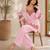 Women's pink georgette embroidered kurti set with pant