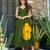 Women's dark green rayon patch worked kurta