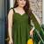 Women's dark green rayon patch worked kurta