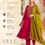 Women's pink silk blend embroidered straight kurta set with pant and dupatta