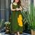 Women's dark green rayon patch worked kurta