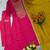 Women's pink silk blend embroidered straight kurta set with pant and dupatta