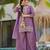 Women's purple silk blend embroidered straight kurta set with palazzo and dupatta