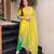 Women's yellow silk blend embroidered straight kurta set with pant and dupatta