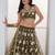 Wedding Wear Olive Green Thread Embroidery Sequence Net Lehenga Choli