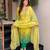 Women's yellow silk blend embroidered straight kurta set with pant and dupatta