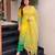 Women's yellow silk blend embroidered straight kurta set with pant and dupatta