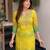 Women's yellow silk blend embroidered straight kurta set with pant and dupatta