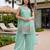 Women's  sea green crepe embroidered straight kurti set with palazzo and dupatta