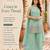 Women's  sea green crepe embroidered straight kurti set with palazzo and dupatta
