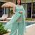 Women's  sea green crepe embroidered straight kurti set with palazzo and dupatta
