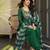 Women's green viscose embroidered straight kurta set with patiala pant and dupatta