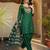 Women's green viscose embroidered straight kurta set with patiala pant and dupatta