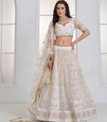White Sequins Net Lehenga Choli With Dupatta