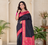 black color contrast weaving border with allover weaving and rich weaved pallu silk blend saree