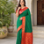 emerald green color contrast weaving border with allover weaving and rich weaved pallu silk blend saree