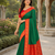 emerald green color contrast weaving border with allover weaving and rich weaved pallu silk blend saree