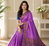 lavender color contrast weaving border with allover weaving and rich weaved pallu silk blend saree