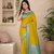 mustard yellow color contrast weaving border with allover weaving and rich weaved pallu silk blend saree