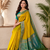 mustard yellow color contrast weaving border with allover weaving and rich weaved pallu silk blend saree