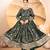 Designer green star georgette thread & sequins embroidered anarkali suit with pants & dupatta