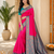 rani pink color contrast weaving border with allover weaving and rich weaved pallu silk blend saree
