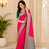 rani pink color contrast weaving border with allover weaving and rich weaved pallu silk blend saree