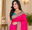 rani pink color contrast weaving border with allover weaving and rich weaved pallu silk blend saree