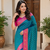 teal color contrast weaving border with allover weaving and rich weaved pallu silk blend saree