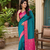 teal color contrast weaving border with allover weaving and rich weaved pallu silk blend saree