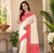 white color contrast weaving border with allover weaving and rich weaved pallu silk blend saree