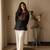 Floral embroidered pure cotton round neck co-ord set