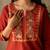 Floral embroidered pure cotton round neck co-ord set