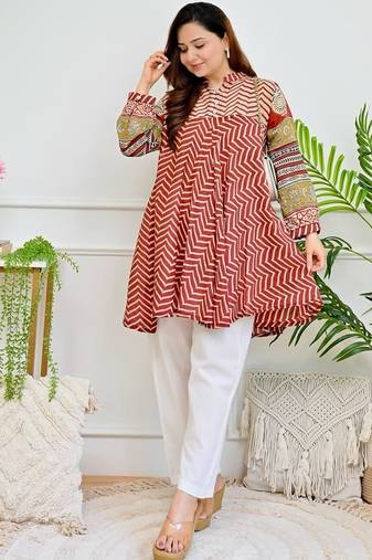 Floral printed pure cotton round neck co-ord set