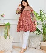 Floral printed pure cotton round neck co-ord set