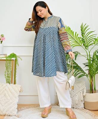 Floral printed pure cotton round neck co-ord set 1