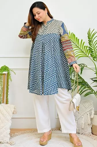 Floral printed pure cotton round neck co-ord set