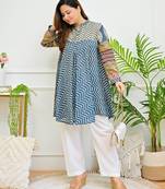 Floral printed pure cotton round neck co-ord set