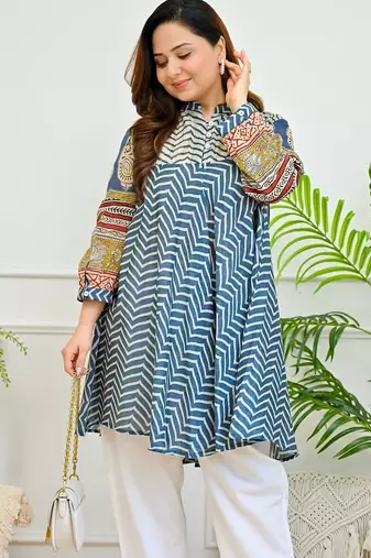 Floral printed pure cotton round neck co-ord set