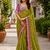 Light Olive Color Embroidery Coding,Thread Dual Sequence Work And Real Mirror Work And Wedding Wear Saree