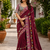 Maroon Color Embroidery Coding,Thread Dual Sequence Work And Real Mirror Work And Wedding Wear Saree
