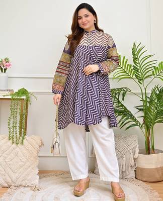 Floral printed pure cotton round neck co-ord set 1
