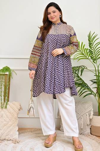 Floral printed pure cotton round neck co-ord set