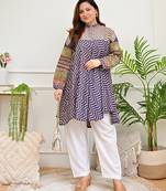 Floral printed pure cotton round neck co-ord set