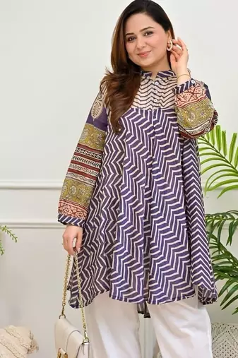 Floral printed pure cotton round neck co-ord set