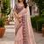 Peach Color Embroidery Coding,Thread Dual Sequence Work And Real Mirror Work And Wedding Wear Saree