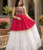 pink rayon cotton navratri kediya lehenga set- free size