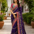Purple Color Embroidery Coding,Thread Dual Sequence Work And Real Mirror Work And Wedding Wear Saree